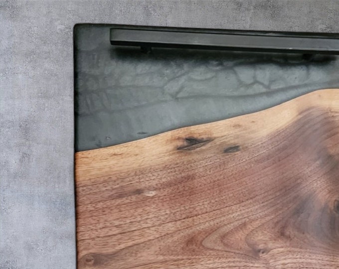 12" x 16" Black Walnut Serving Tray – Epoxy Accent – Handmade Hostess Gift