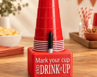 Solo Cup Caddy With Marker Holder, 16 oz Plastic Organizer