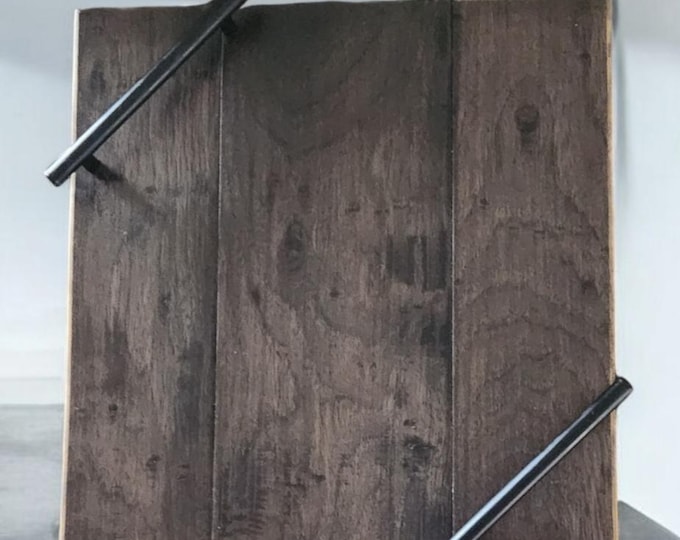16" x 16" Oak Serving Board – Recycled Wood with Black Metal Handles
