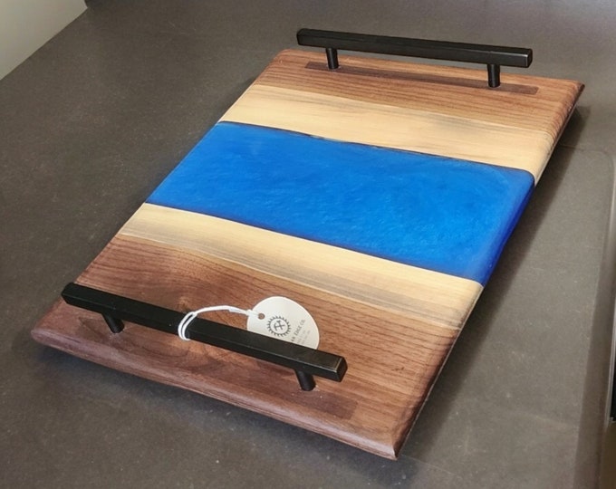 12" x 16" Black Walnut Epoxy Cutting Board/Serving Tray: Functional Art for Your Kitchen