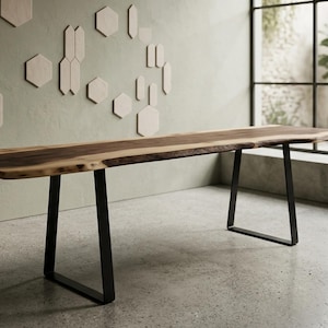 Black Walnut Live Edge Bench, Solid Wood Slab Entry Seat, Rustic Dining Furniture