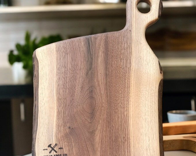 12" x 10" Black Walnut Charcuterie Board – Handmade with Unique Handle