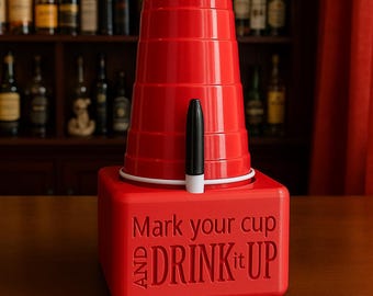 3D Printed Solo Cup Holder with Sharpie Slot: Party Drink Station