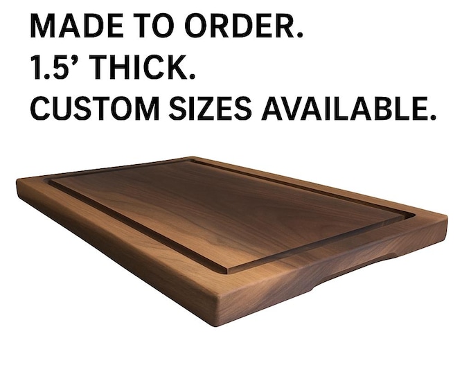 Custom Black Walnut Cutting Board – Made to Order – 1.5" Thick Solid Slab – Any Size – No Glue or Resin