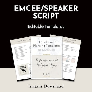 Event Emcee Script Template | Digitale Event-Planungsvorlage für Event-Planer