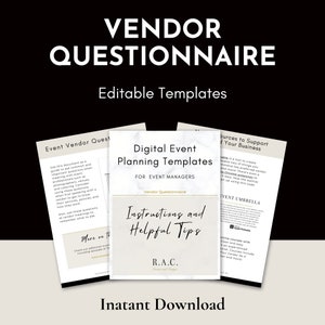 Event Vendor Questionnaire | Digital Event Planning Template For Event Planners