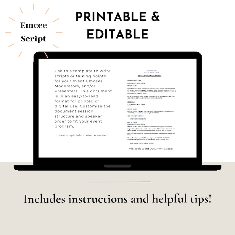 Event Emcee Script Template (digital Download) - Etsy