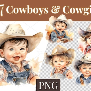 Watercolor Cowboy & Cowgirl Clipart Set (PNG)
