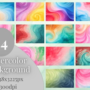 54 levendige kleurrijke aquarelspetters en -afbeeldingen, aquarelspatten, achtergrond | 744