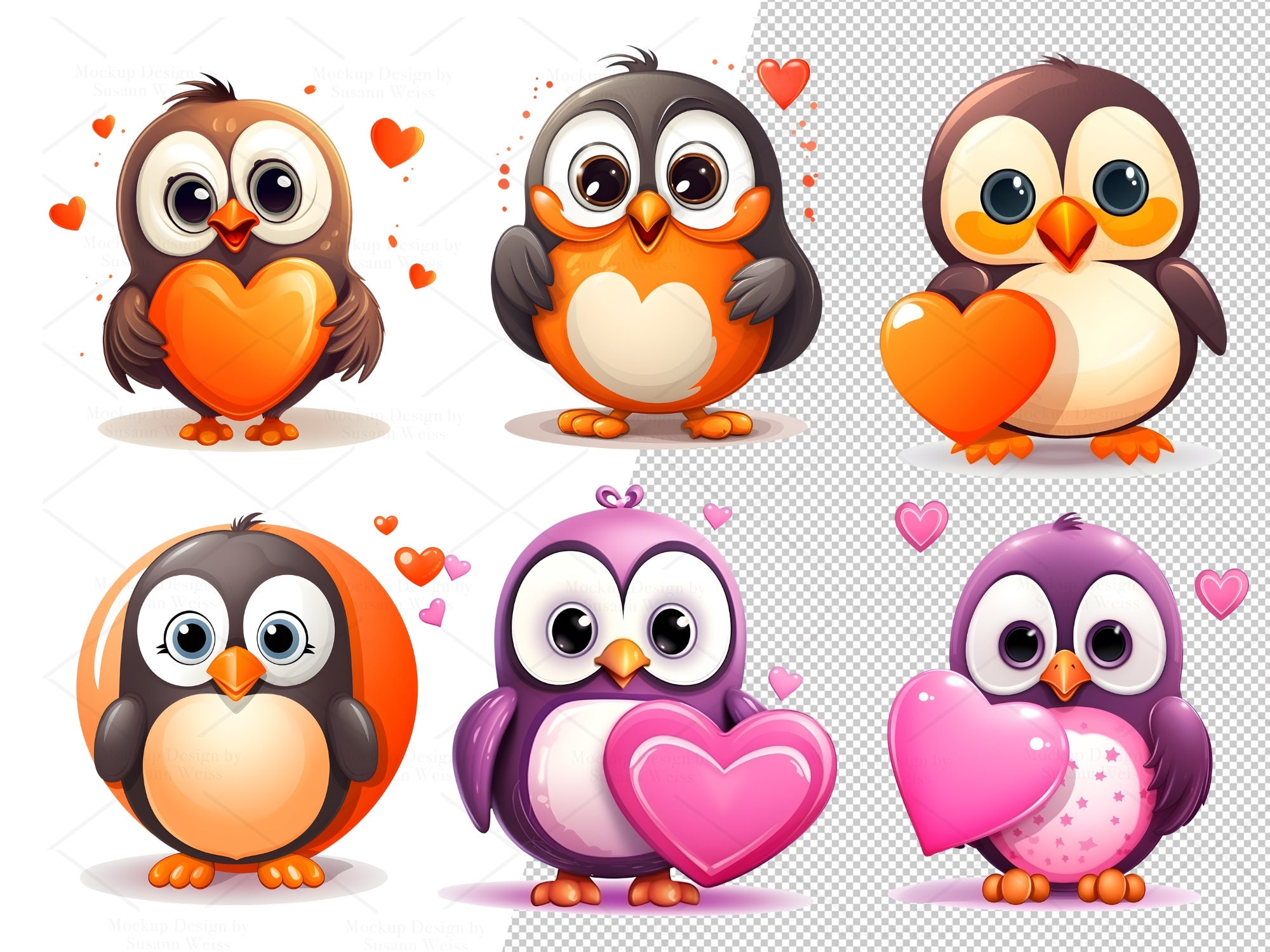 30 Digital Cute Penguin Clip Art Set, Cute Penguin Sticker, Sublimate ...