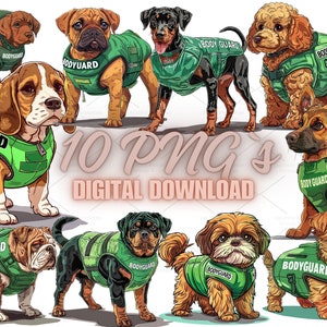 hond bodyguard sticker, clipartbundel-10 hoge kwaliteit png-bestanden, journaling, papercraft, wenskaarten, plakboekvoorraad | 5S-18