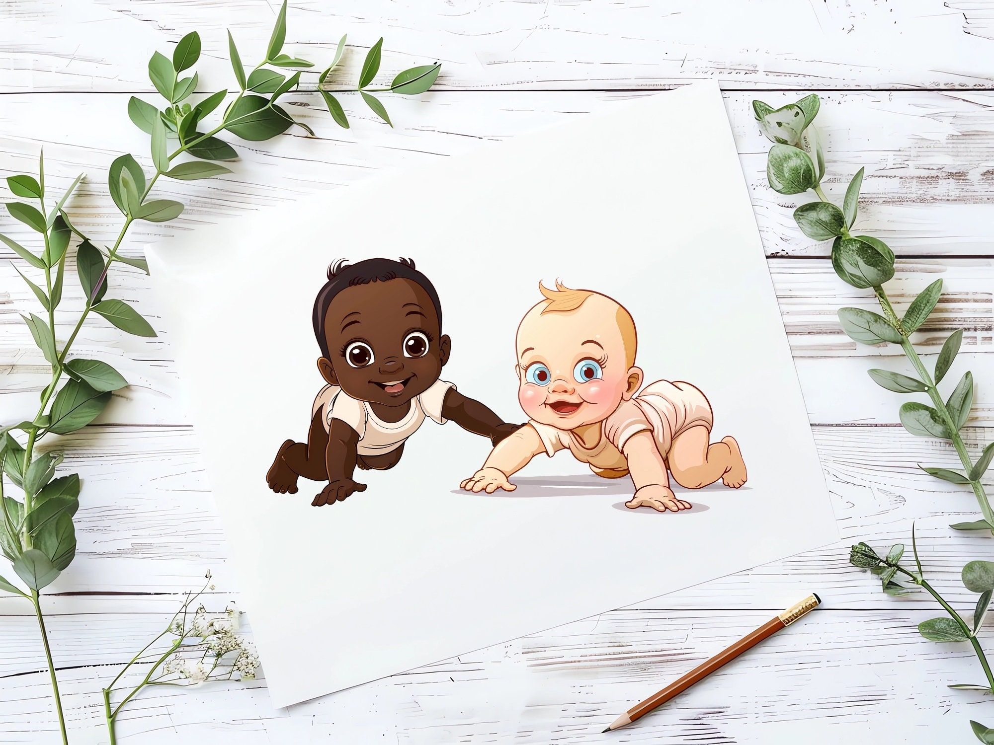 Baby Crawling Clipart Bundle: 10 PNG Stickers, Scrapbooking (digital ...