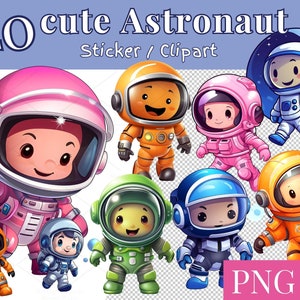 40 adorables imágenes PNG de astronautas: adorables imágenes de niños del espacio con trajes coloridos para pegatinas, decoración de aulas, fiestas de cumpleaños y manualidades / 772