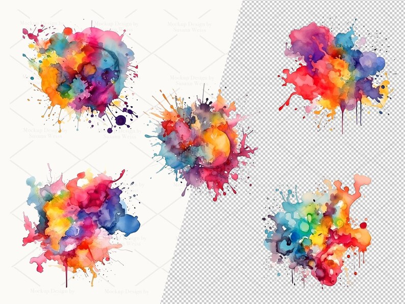 Watercolor Splashes: 19 Vibrant Graphics (PNG, 300dpi) image 2