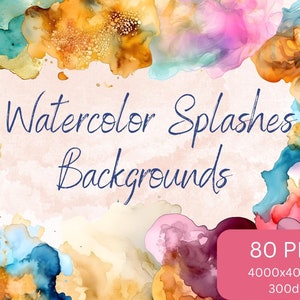 80 levendige aquarelspatten, aquarelspatten voor digitale achtergrondset, png PNGEgg