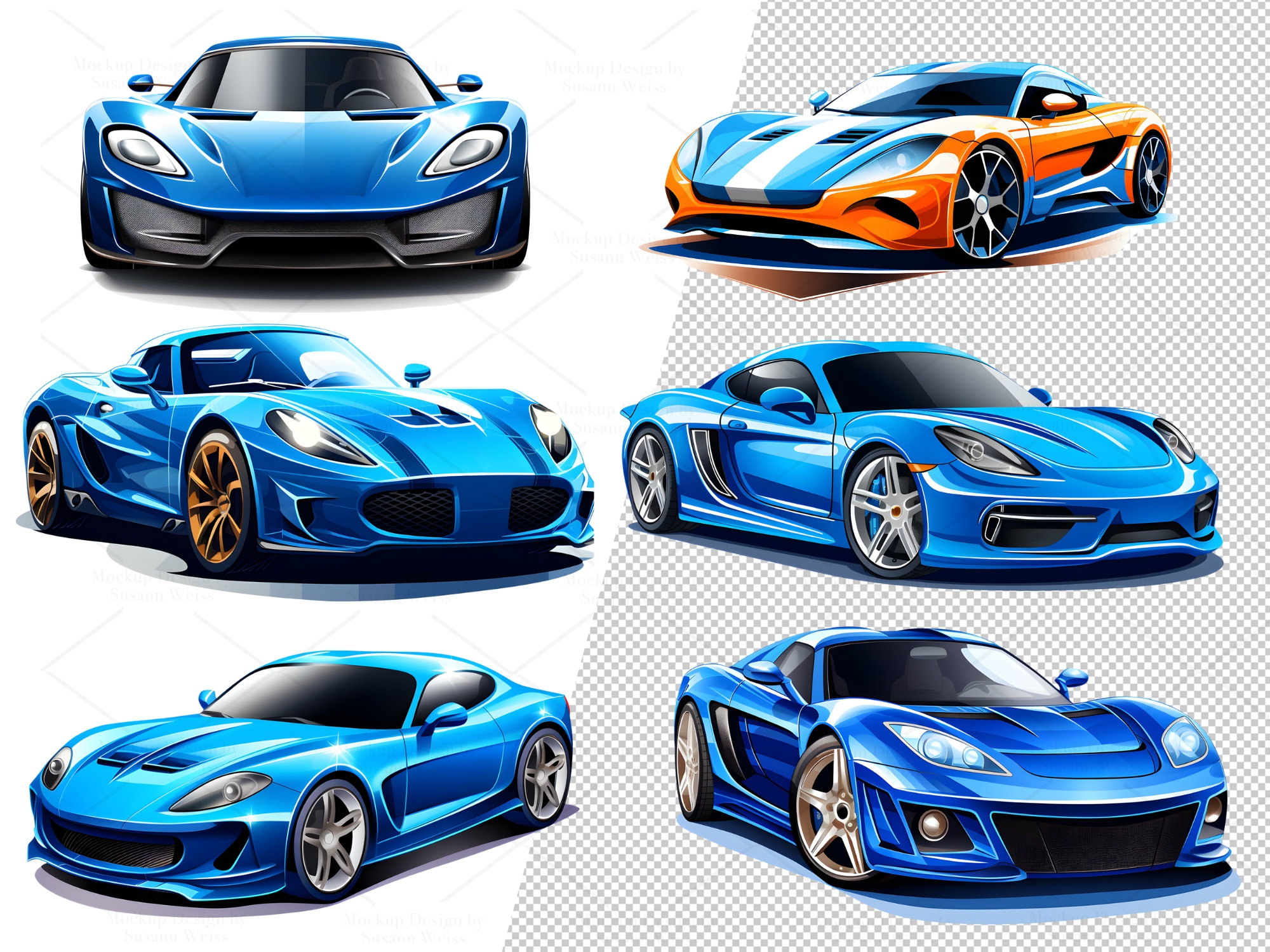 38 Digital Sports Car Clip Art Set, Sports Car Sticker, Sublimation ...