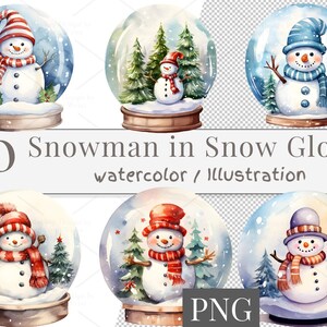 30 Snowman in Snow Globe Clip Art Set, Sublimation Sticker (Digital Download)