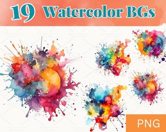 Watercolor Splashes: 19 Vibrant Graphics (PNG, 300dpi)