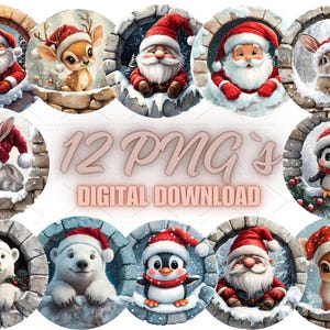 12 Christmas Round Ornament Bundle PNG Sublimation Template, Photo Memory Christmas Ornament Png Designs Digital Download  | 8S-4