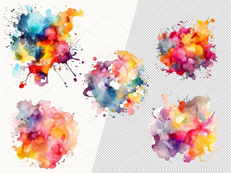 Watercolor Splashes: 19 Vibrant Graphics (PNG, 300dpi) image 3