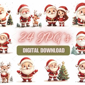 Illustrazioni natalizie digitali incantevoli - Perfette per biglietti, libri per bambini e post sui social media, uso commerciale / 10S-15
