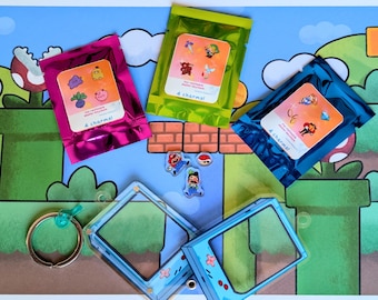 Cute Beam-Boi Refillable Shaker Keychain ~ Charms, Openable, Plumber Brothers, Poke, Link, Sonic, Video Game, Arcade, Fanart