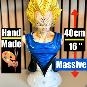 巨大胸像ベジータ魔人ドラゴンボール – 手描きの職人の置物サイズ 40cm または 25cm 限定版ステータス