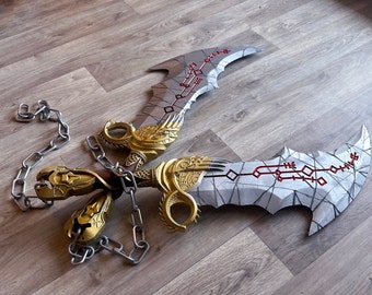 Blades of Chaos Replica - Kratos’ Realistic 3D Printed Swords with Chains - God of War Ragnarok Cosplay Prop