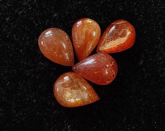 Natural Sunstone Teardrop Cabochon | Pear Shape Peach Orange Feldspar Gemstone for Jewelry Making