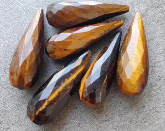 Natural Tiger Eye Pencil Gemstone: Checker Cut Flat Back