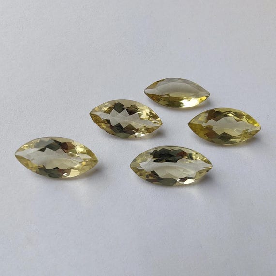 Natural Lemon Quartz Gemstone: Faceted Marquise Cut, AAA+ Quality