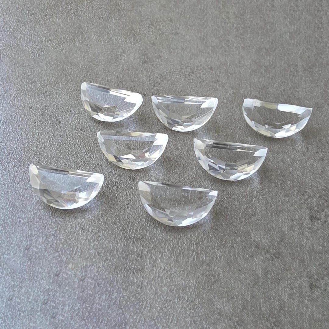 AAA+ Natural Crystal Quartz Half Moon Shape Faceted Cut Calibrated ...