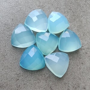 Natural Blue Chalcedony Gemstone: Trillion Checker Cut, Calibrated