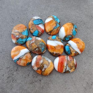 Amazing Quality Natural Spiny Oyster Turquoise Oval Shape Gemstone Flat Back Calibrated Wholesale Cabochon , All Sizes Available