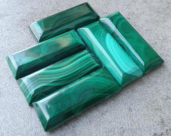 Natural Malachite Rectangle Gemstone: AAA+ Quality Flat Back Stone