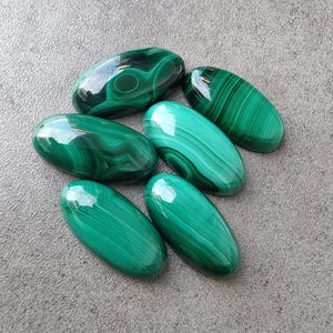 Natural Malachite Cabochon: Big Oval Gemstone, Flat Back