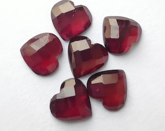 Garnet Heart Shape: Checker Cut Gemstone for Jewelry Making