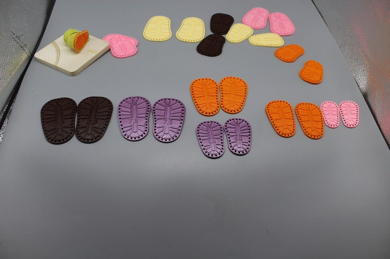 DIGITAL Files. Shoe Soles for Crocheting. Shoe Soles. Waldorf doll foot length 6.5cm.,7.0 cm, 7.5 cm, 8.0 cm image 10