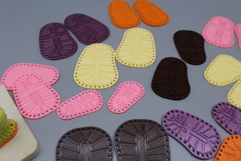 DIGITAL Files. Shoe Soles for Crocheting. Shoe Soles. Waldorf doll foot length 6.5cm.,7.0 cm, 7.5 cm, 8.0 cm image 4