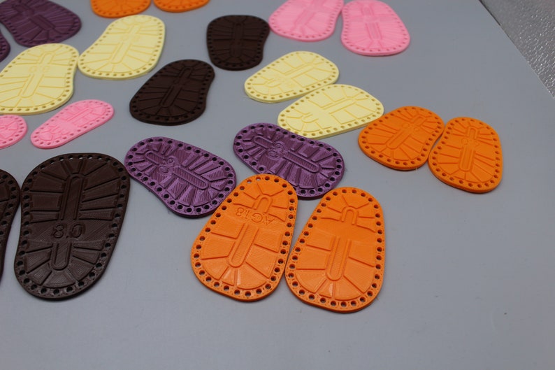 DIGITAL Files. Shoe Soles for Crocheting. Shoe Soles. Waldorf doll foot length 6.5cm.,7.0 cm, 7.5 cm, 8.0 cm image 1