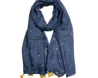 Écharpe légère en coton mélangé imprimé, foulards pour femmes, foulard, étole, hijab, emballage cadeau, étole pour robes et foulards à porter comme hauts.