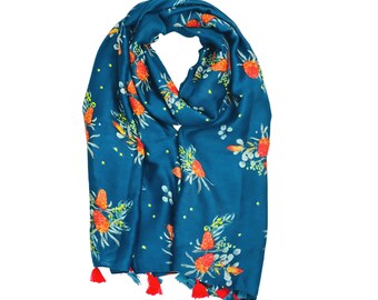 Elegant cotton scarf with tassel, summer scarf, women scarf with tassel, boho scarf, beach scarf