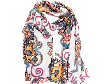 Printed Floral Viscose Scarf: Lightweight Women's Wrap