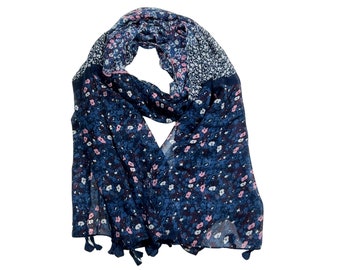 Écharpe imprimée en mélange de coton, écharpes pour femme, foulard, écharpe, hijab, emballage cadeau, écharpes pour robes et écharpes comme hauts,