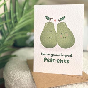 New Baby Card | New Parents, Mum, Dad | Pregnancy Newborn | Cute Pear