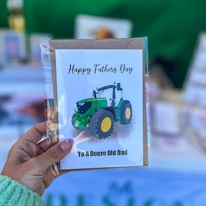 carte de voeux de fête des pères | John Deere | Jeu de mots | Pour papa