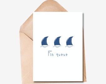 Carte de remerciement | nageoires requin drôle merci carte de vœux | Mer Côtière | Style minimaliste | Carte de mots