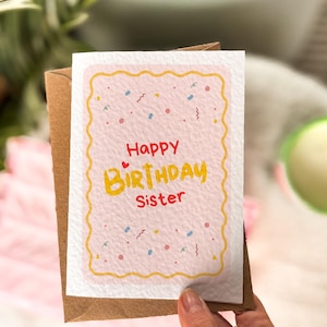 Sister Birthday Card, Confetti Party Card, Birthday Balloon, For Sister