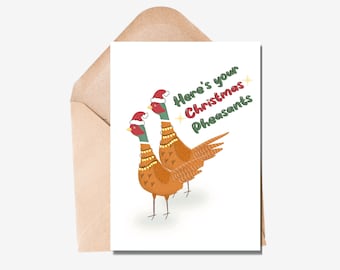 Christmas Pheasant Card | Funny Pun Christmas Greeting Card | A6