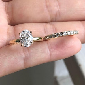 Oval Cut Moissanite Wedding Ring Set For Women, Solitaire Engagement Ring Set, Eternity Band Ring For Gift, Propose Ring, Gift For Her